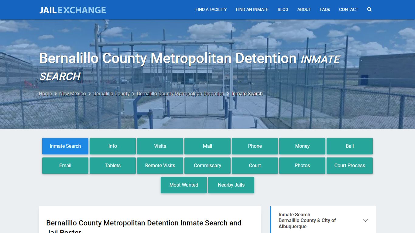 Bernalillo County Metropolitan Detention Inmate Search - Jail Exchange